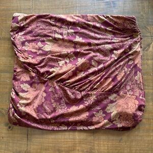 Free People Floral Paisley Bandeau Strapless Tube Top-Ruched-Orange/Maroon-Large